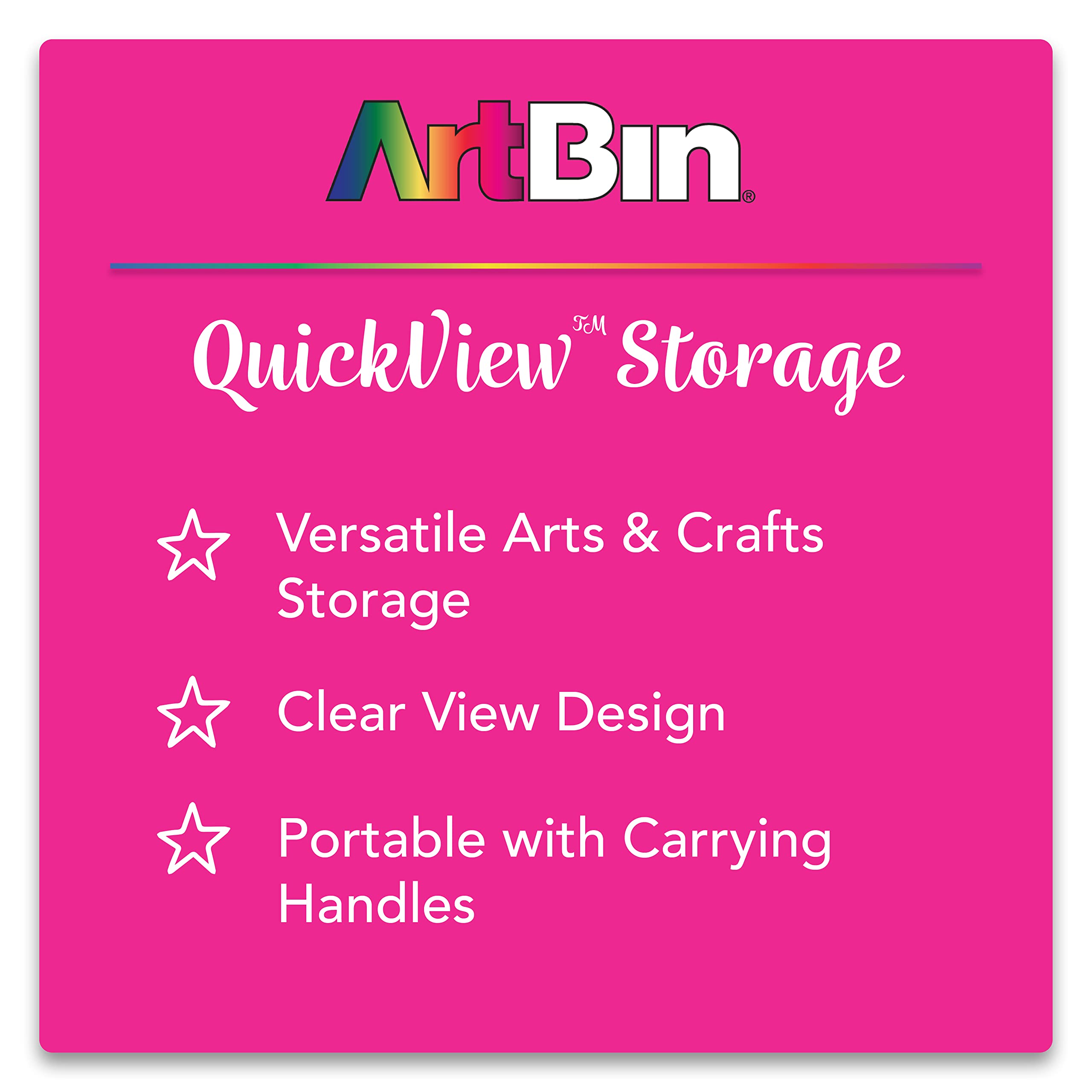 ArtBin 8014AB 14 Inch Quick View Carrying Case - 14 in. x 3.375 in. x 10.25 in., Lockable Art and Craft Supply Storage with Latches and Handles, Portable, Clear