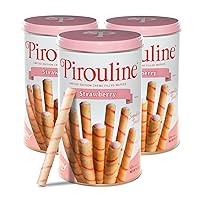 Pirouline Rolled Wafers – Strawberry – Rolled Wafer Sticks, Crème Filled Wafers, Rolled Cookies for Coffee, Tea, Ice Cream, Snacks, Parties, Gifts, and More – 14.1oz Tin 3 Pack