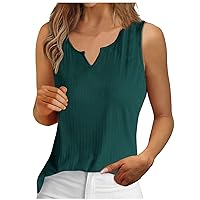 Tank Top for Women Keyhole V Neck Sleeveless Sprint Summer Vacation Casual Loose Business Cute Basic Shirt Blouse