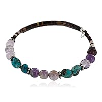 $80Tag Certified Navajo Navajo Amethyst Turquoise WRAP Bracelet 2682 390827521578 Made by Loma Siiva