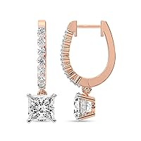 Diamond Dangle Earring | 1 Ct -10 Ct IGI Certified Lab Grown Diamond | 14K Gold | Elara Dangling Lab Diamond Earrings | Prong Settings | FG-VS1-VS2 Quality | Friendly Diamonds