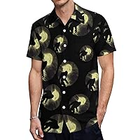 Full Moon Bigfoot Men's Shirts Short Sleeve Hawaiian Shirt Beach Casual Work Shirt Tops