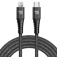LAX Gadgets USB C to Lightning Cable - Apple MFI Certified Lightning Cable for iPhone 14/14 Plus/14 Pro/14 Pro Max, iPad, iPod - Durable Nylon Braided Fast Charging Cable - 10ft - Black