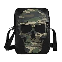 Camouflage Skull Messenger Bag for Women Men Crossbody Shoulder Bag Crossbody Handbags Travel Purse with Adjustable Strap for Work Business