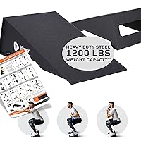 Metal Squat Wedge Block Set - Two Squat Ramp Wedges with Resistance Band, Weightlifting Metal Slant Board, Calf Raise Stretcher, Squat Wedge for Heel Elevated Squat, & Slant Board for Squats