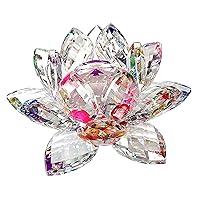 Amlong Crystal 3 inch Sparkle Crystal Lotus Flower Feng Shui Home Decor with Gift Box