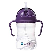 b.box Sippy Cup with Fliptop Straw, Drink from any Angle | Weighted Straw, Spill Proof, Leak Proof & Easy Grip | BPA Free, Dishwasher safe | For Babies 6m+ to Toddlers (Grape, 8 oz)