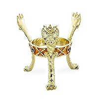 BestPysanky Eagles Gold Tone Metal Ostrich Egg Sphere Stand Holder Display 3.4 Inches Tall