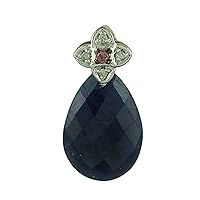 Blue Sapphire Natural Gemstone Pear Shape Pendant 925 Sterling Silver Casual Jewelry | Yellow Gold Plated