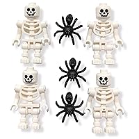 LEGO Accessories - Spooky Halloween Skeleton Minifigures (Pack of 4) with Extra Spiders