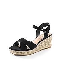 DREAM PAIRS Espadrille Dressy Wedge Sandals, Women's Platform Sandals Casual Summer, Comfortable High Heeled Wedges with Adjustable Buckle