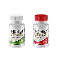 MediNatura Plant-Powered Pet Pain Relief Bundle T-Relief Pet Pain Tablets (90) + T-Relief Pet Arthritis (90) 12 Plant-Based Homeopathic Pain Relievers with Arnica - Support for Muscles, Joints + HIPS