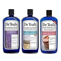Dr Teal's Foaming Bath Combo (3 Pack, 102 fl oz) - Soothe & Sleep Lavender, Ginger & Clay, and Pink Himalayan Foaming Baths - Three Pack Variety of Epsom Salt Bubble Bath