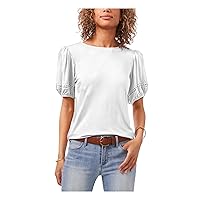 Vince Camuto Womens Gray Pouf Sleeve Boat Neck Top XS