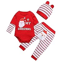 Newborn Baby Clothes Kids' Christmas Long Sleeve 3 Piece Set Striped Pants Detachable Romper Boy Infant Boy