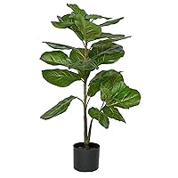 AMZ-F1005-100-91 XS Ficus Lyrata Indoor Outdoor w/Pot, 39.37 Inch Tall, Green Artificial Plant