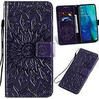 XYX Wallet Case for Samsung J2 Core, Embossed Sunflower PU Leather Phone Protective Cover for Galaxy J2 Core/J2 Dash/J2 Pure/J2 2019 (Purple)