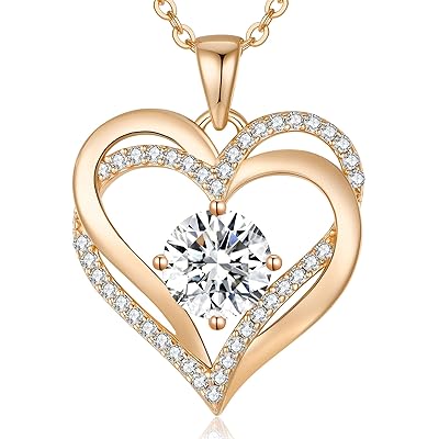 LOUISA SECRET Birthstone Heart Necklaces for Women Rose Gold