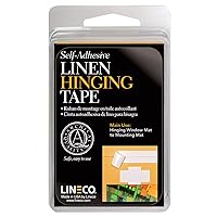 Lineco Self-Adhesive Linen Hinging Tape, Attaching Mats to Backboard, Hinging Heavy Artwork, Non-Yellowing, Strong, Neutral pH Acrylic Adhesive. Acid-Free White Linen Cloth, 1.25