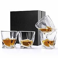 VVM Whiskey Glasses Set of 4, Old Fashioned Lowball Bar whiskey glasses for Drinking Bourbon, Scotch, Cocktails, Gift for Men Dad Father's Day
