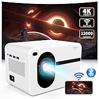 Projector with Wifi and Bluetooth, Native 1080P 12000L Outdoor Portable Video Movie Wifi Projector Home Theater, Projector Compatible with iOS/Android PC/TV Stick/HDMI/USB/AV