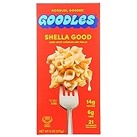 Goodles Shella Good Aged White Cheddar and Shells Pasta - Nutrient Packed with Real Cheese, Fiber, Protein, Prebiotics, Plants, & Vegetables | Non-GMO, Organic Ingredients [Shella Good, 6 oz. 1 Pack]