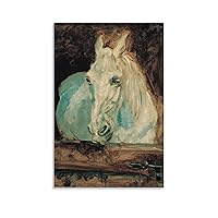 CUI HUA SHI Henri Toulouse-Lautrec-The White Horse Gaz Modern Poster Art Paintings on Canvas for Home Room Office Wall Decoration 08x12inch(20x30cm)