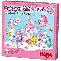 HABA Unicorn Glitterluck Cloud Stacking - A Cooperative Roll & Move Dexterity Game for Ages 4 and Up (Made in Germany)