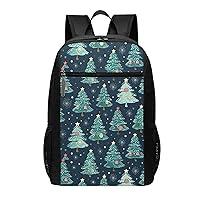 Xmas Tree Ball Stars Print Simple Sports Backpack, Unisex Lightweight Casual Backpack, 17 Inches