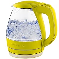 OVENTE Glass Electric Kettle Hot Water Boiler 1.5 Liter Borosilicate Glass Fast Boiling Countertop Heater - BPA Free Auto Shut Off Instant Water Heater Kettle for Coffee & Tea Maker - Green KG83G