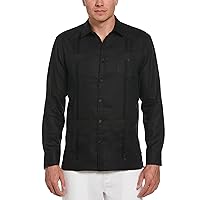 Cubavera Men's 100% Linen Long Sleeve Guayabera Shirt with Four Pockets, Camp Collar, Pintuck Detail, Relaxed Fit