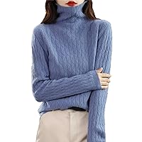 Fall/Winter Women's Knitted Sweater 100% Merino Wool Turtleneck Long Sleeve Pullover Vintage Long Sleeve Sweater
