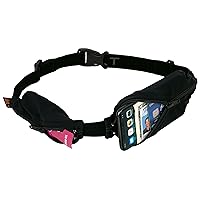 SPIbelt Double Pocket Running Belt, Women Men, Expandable Pockets, Adjustable Waist, No Bounce, Black with Black Zipper