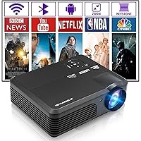 Android Projector with Apps & HiFi Speaker,Smart Home Projector with WiFi and Bluetooth, Wireless Indoor Outdoor Projector with HDMI/USB for Phone Laptop TV Stick PS5 DVD