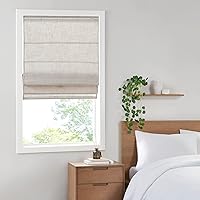 Madison Park Kyler Cordless Roman Shades - Single Panel, Lightweight Linen Blend Fabric, Natural Design, Easy Installation, Light Filtering Window Blind, Bedroom, Living Room Decor 31