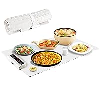 Electric Warming Tray - Portable Food Warmer with Time Moders Locking Function Adjustable Temperature Control Foldable Silicone Heating Tray for Parties,Restaurants,Buffet