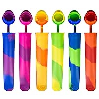 6 Pack Popsicles Molds, Reusable Silicone Popsicle Molds for Kids, Multi-Colored Baby Popcical Molds Ice Pop Molds DIY Frozen Popsicle Maker with Lid