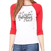 Woman's Valentine's Day Raglan Shirt, Woman's Raglan Shirts, Valentines Shirts - Happy Vday