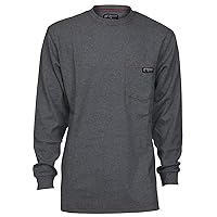 MCR Safety Flame Resistant FR Long Sleeve Work Shirt, FR Cotton T-Shirt, Gray, X-Large