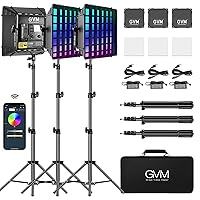 GVM 800D RGB Photography Lighting Kits with 3 Softboxes, 3 Packs Studio Lights with Bluetooth Control, YouTube Video Light with Upgrade18 Lighting Scenes, led Panel Lights for Video Recording