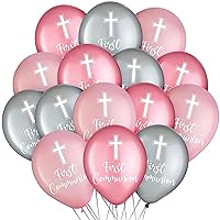 Elegant Pink Printed Communion Latex Balloons - 12