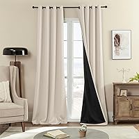 Rutterllow 100% Blackout Curtains, 102 Inches Long Full Blackout Drapes for Bedroom/Kids Room, Thermal Insulated Living Room Window Treatment Drapes (Set of 2 Panels, Brige, 52 x 102 inch)