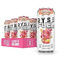 Fuel Sugar Free Energy Drink | Vegan Friendly, Gluten Free | No Fillers & No Artificial Colors | 0 Calories | 200mg Natural Caffeine | 12 Pack (Rainbow Sherbet)