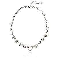 GUESS Women's Repeating Hearts Link Necklace with Crystal Pave