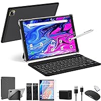 Tablet 10 Inch Android 11.0 Tablet with Keyboard, Dual 2.4+5G WiFi Tablets 64GB Storage 128GB Expandable, 4G RAM 6000mAh Battery Google Certified Tablet Include Keyboard Mouse Case Stylus