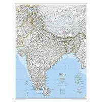 National Geographic India Wall Map - Classic - Laminated (23.5 x 30.25 in) (National Geographic Reference Map)
