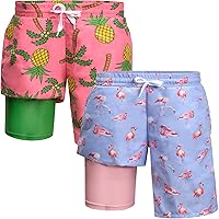 QZUnique Boys Swim Trunks Compression Boxer Brief Liner with Pocket Quick Dry Toddler Swim Shorts Bathing Suit Swimsuit