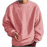 Mens Fleece Sweatshirt Oversized Long Sleeve Crew Neck Tops Loose Warm Fit Fashion Pullover
