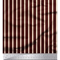 Soimoi Stripe Printed 56 Inches Wide 115 GSM Viscose Rayon Fabric for Craft Sewing Supply by The Yard-Dark Brown