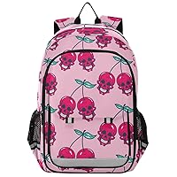 ALAZA Tropical Coconut Palm Trees Fruits Pineapples Sweet Cherry Skull_1297068199 Casual Backpack Bag Travel Knapsack Bags